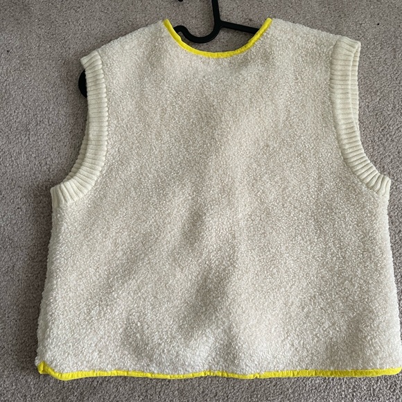 Zara Knit Button Up Vest Pink and Yellow - Picture 3 of 5